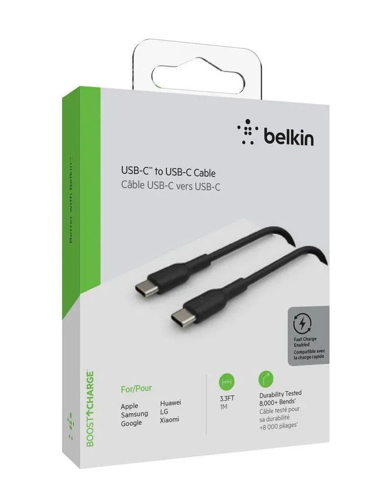 CABLE PARA CELULAR BELKIN USB-C A USB-C NEGRO (CAB003BT1MBK)